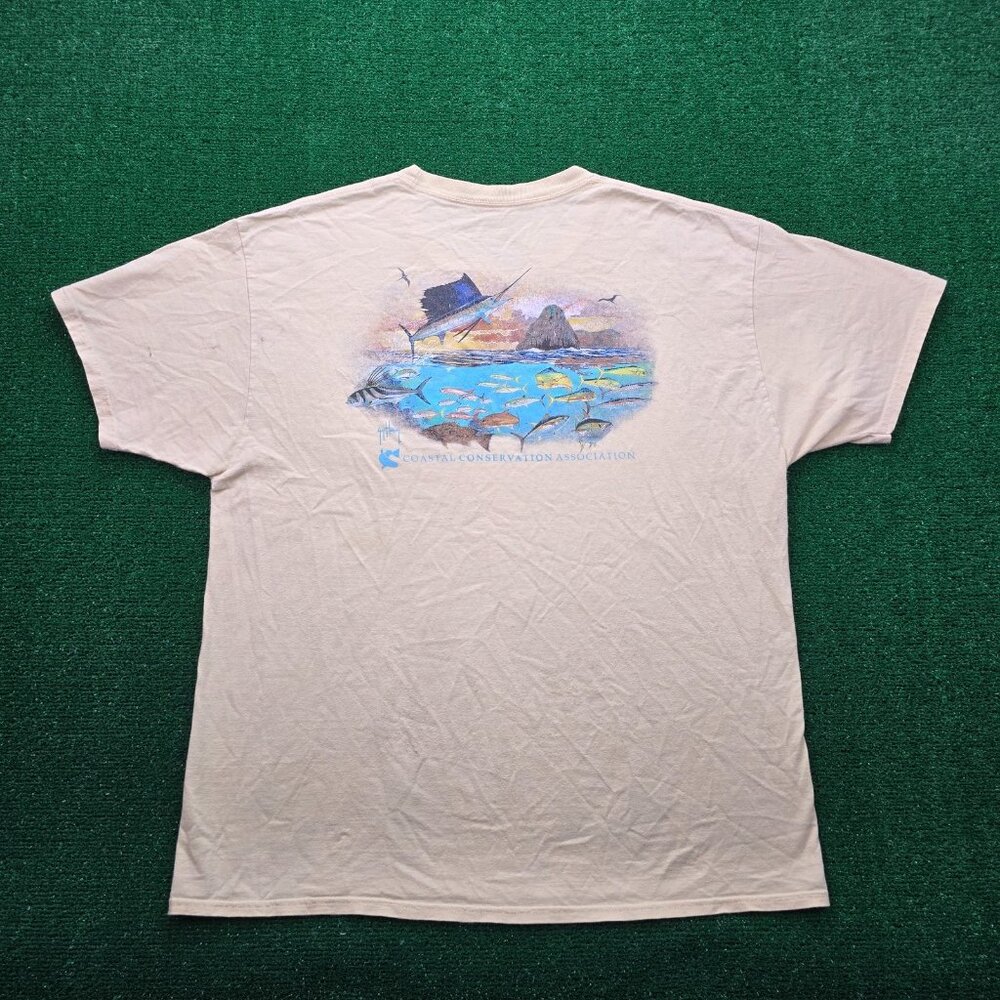 Guy Harvey Tshirt Mens XL Yellow‎ Short Sleeve Coastal Conservation Association